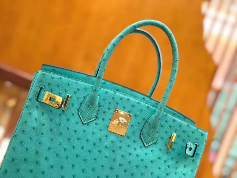 爱马仕 新增现货 Birkin 30cm 维罗纳绿 南非KK级鸵鸟皮 金扣 原版蜜蜡线 顶级手工缝制 - Image 4