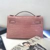 爱马仕 MiniKelly迷你凯莉 藕粉色 尼罗鳄 美洲鳄 全手工缝制 1代 金扣 22cm