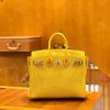 爱马仕 Birkin 25cm 琥珀黄 银扣 尼罗鳄鱼皮拼Togo牛皮 原版蜜蜡线 现货