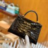 爱马仕 新增现货 迷你凯莉 2代 19cm 亮面鳄鱼 经典黑