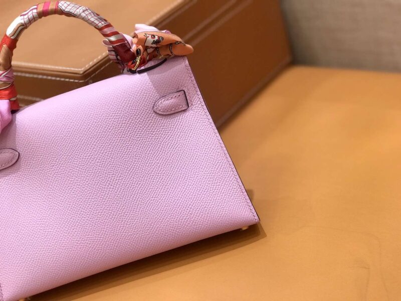 爱马仕 mini Kelly 锦葵紫 金扣 德国进口掌纹皮 全手工缝制 - Image 2