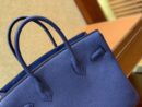 爱马仕 Birkin铂金包 明蓝色 德国进口小牛皮 顶级品质全手工缝制 金扣 30cm