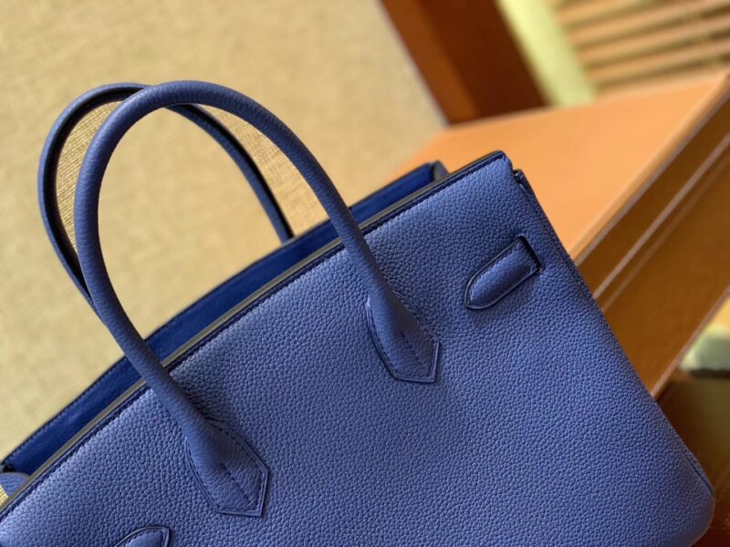 爱马仕 Birkin铂金包 明蓝色 德国进口小牛皮 顶级品质全手工缝制 金扣 30cm - Image 2