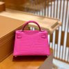 爱马仕 新增现货 迷你凯莉 2代 19cm 美洲鳄鱼 E5糖果粉