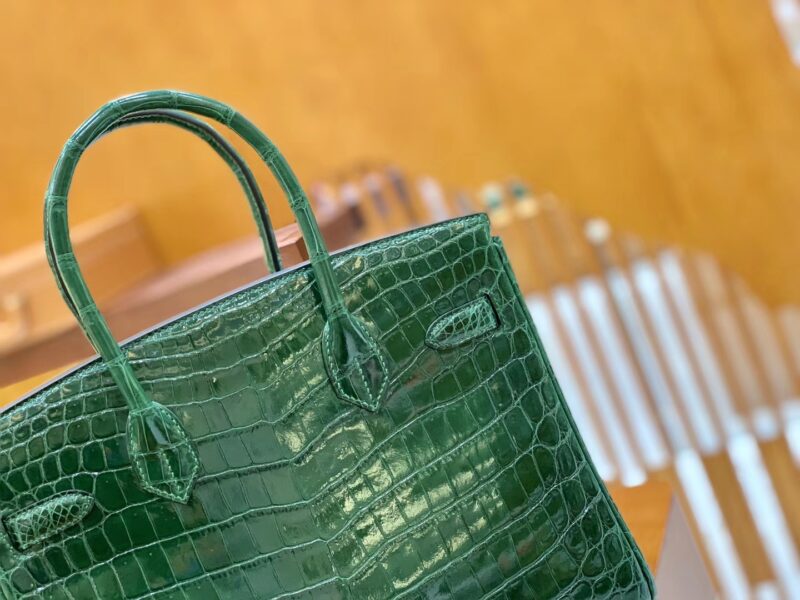 爱马仕 Birkin 铂金包 孔雀绿 一级皮 尼罗鳄鱼皮 臻品级别 金扣 30cm - Image 5