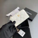 Chanel AP0221零钱包白色漆皮金扣免检版