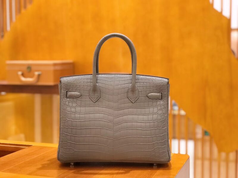 爱马仕 Birkin 铂金包 尼罗鳄鱼皮 锡器灰 30cm - Image 4