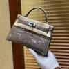 爱马仕 Mini Kelly 沥青灰 一级美洲鳄鱼皮 全手工缝制 臻品级别 金扣 19cm 2代