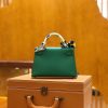 爱马仕 Mini Kelly 二代 19cm 进口掌纹牛皮 U4丝绒绿 金扣 全手工缝制 高订鳄鱼工序
