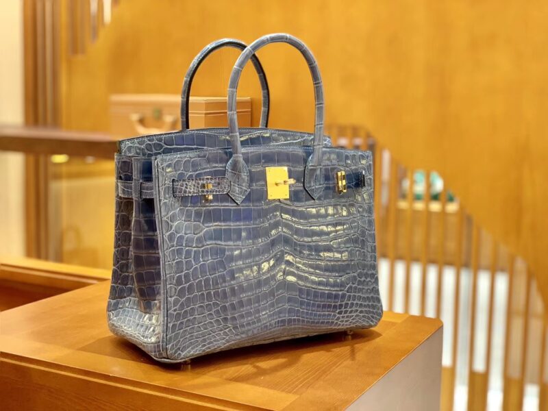 爱马仕 Birkin 30cm 牛仔蓝 金扣 一级皮 尼罗鳄鱼皮 臻品级别 - Image 6