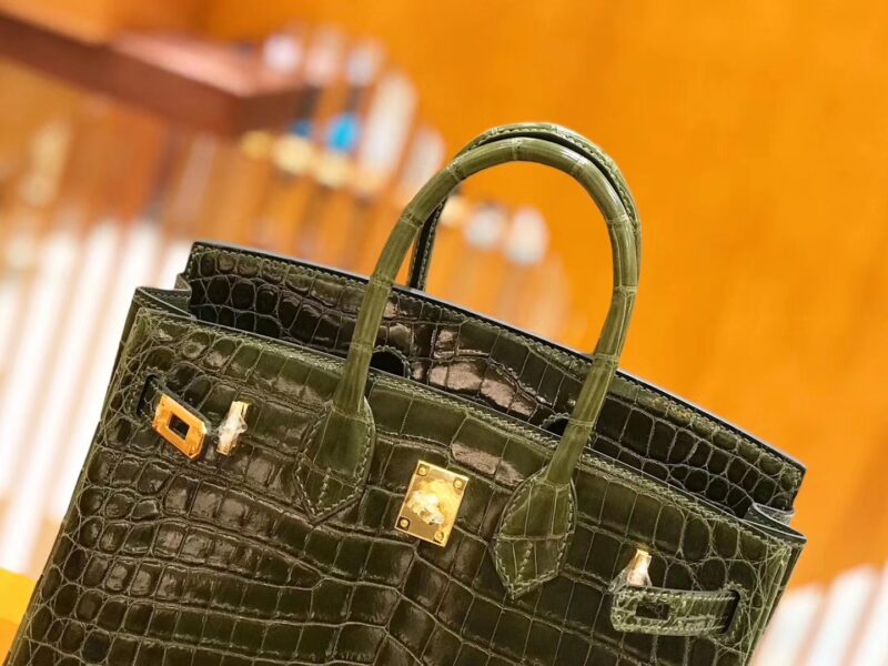 爱马仕 Birkin 25cm 橄榄绿 尼罗鳄鱼皮 金扣 原版蜜蜡线 顶级手缝 现货 - Image 5