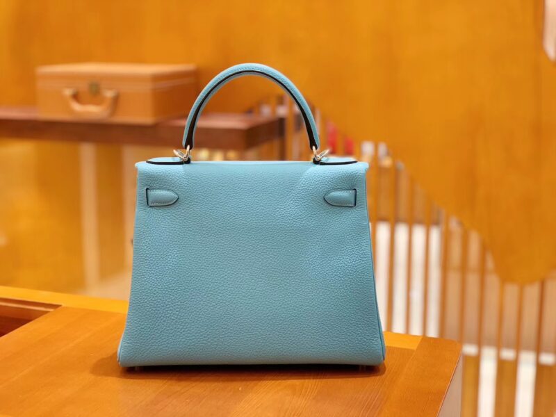 爱马仕 Kelly 凯莉包 北方蓝 Togo德国进口牛皮 全手工 银扣 28cm 现货 - Image 5