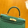 爱马仕 Kelly 28cm 丝绒绿 金扣 南非kk级鸵鸟皮 原版蜜蜡线 顶级手工缝制