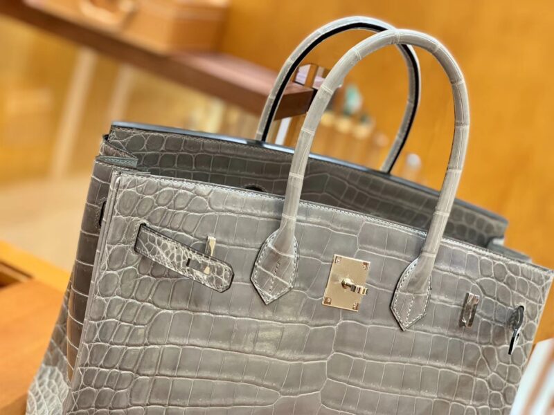 爱马仕 Birkin 35cm 巴黎灰 银扣 一级皮 尼罗鳄鱼皮 臻品级别 - Image 6