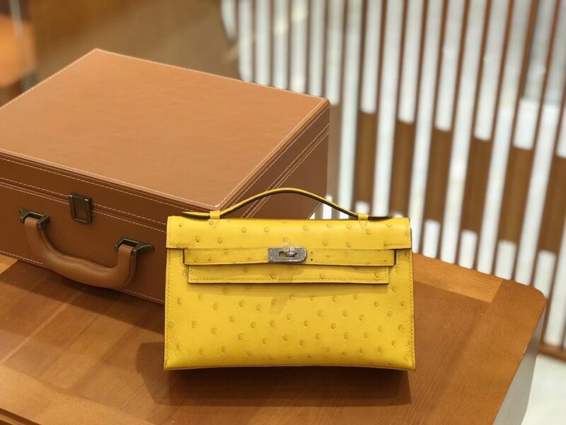 爱马仕 Mini kelly 22cm 那不勒斯黄 南非KK级鸵鸟皮 银扣 原版蜜蜡线 顶级手工 - Image 4