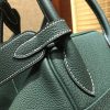 爱马仕 Lindy琳迪包 墨绿色 德国进口togo牛皮 全手工缝制 银扣 30cm