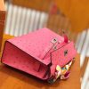 爱马仕 Mini kelly 22cm 南非kk级鸵鸟皮 樱花粉 银扣 原版蜜蜡线 顶级手工缝制