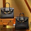 爱马仕 Birkin 铂金包 经典黑 鳄鱼皮拼德国togo牛皮 全手工缝制 金扣 25cm
