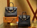 爱马仕 Birkin 铂金包 经典黑 鳄鱼皮拼德国togo牛皮 全手工缝制 金扣 25cm