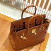 爱马仕 Birkin 30cm 金棕 一级野生湾鳄 金扣 原版蜜蜡线 顶级手缝