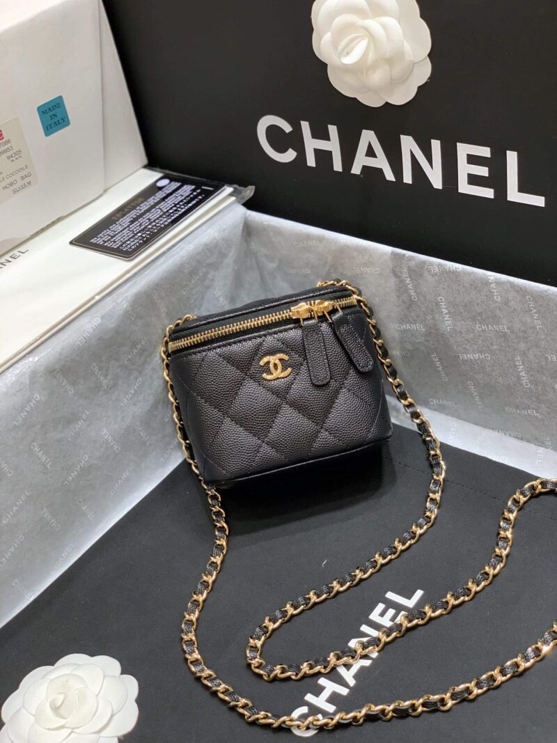 CHANEL小球牛皮盒子口红包 AP1340黑色