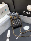 CHANEL专柜最新大金珠手机包 AP1448黑色