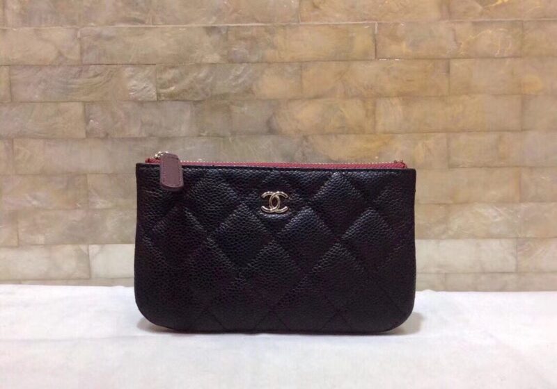 Chanel 进口球纹牛皮拉链零钱包卡包 A82365黑色/银扣 - Image 2