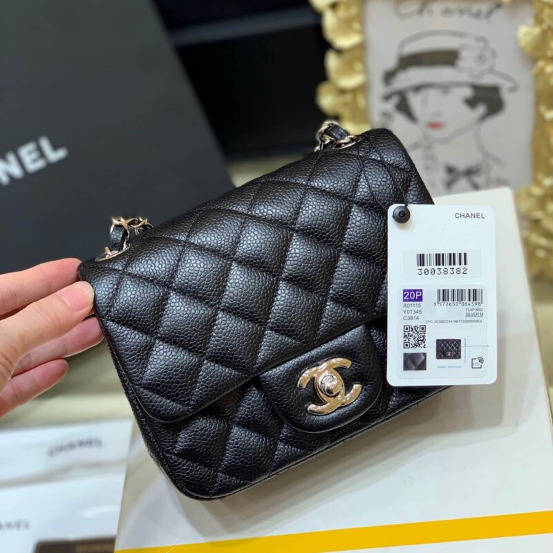 CHANEL CF 17CM方胖子 A01115牛皮/黑色/银扣