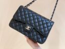 Chanel CF30CM牛皮Classic flap bag A58600黑色银扣