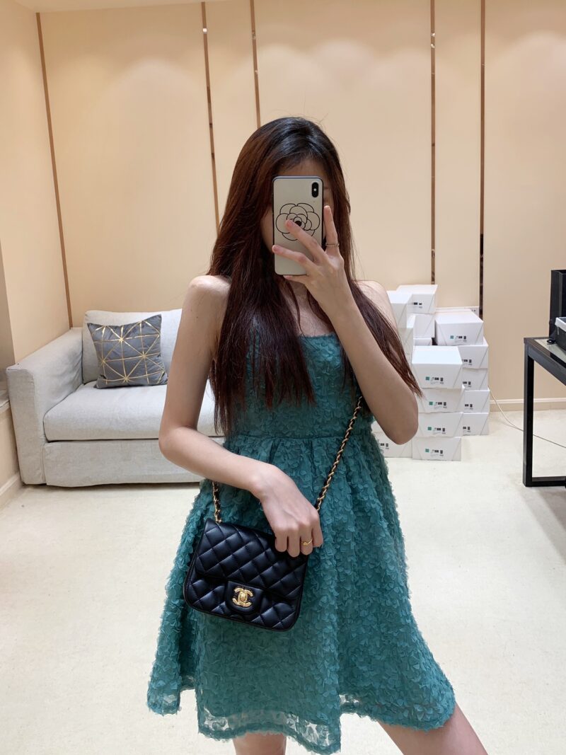 CHANEL CF 17CM方胖子 A01115羊皮/黑色/金扣 - Image 2