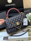 CHANEL coco handle 28CM A92993黑色/酒红手柄/金扣
