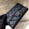 CHANEL 原单进口球纹牛皮三折钱夹 A31506黑色/银扣