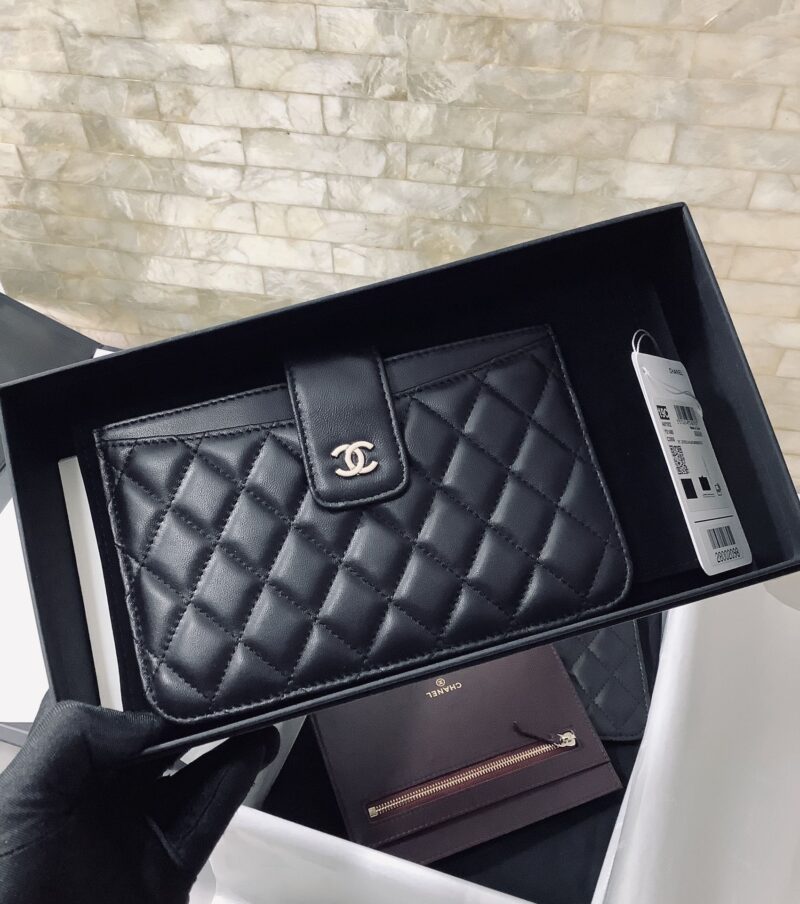 Chanel二件套卡包羊皮长款零钱包手机包卡包 A81902黑色/金扣 - Image 2