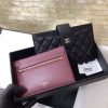 Chanel二件套卡包羊皮长款零钱包手机包卡包 A81902黑色/金扣