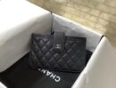 Chanel二件套卡包细球牛皮长款零钱包手机包卡包 A81902黑色/银扣