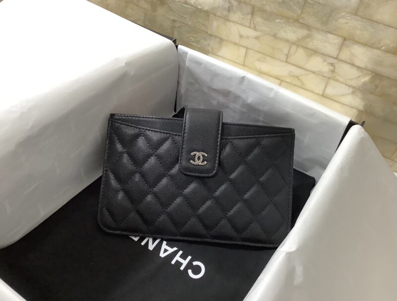 Chanel二件套卡包细球牛皮长款零钱包手机包卡包 A81902黑色/银扣 - Image 2