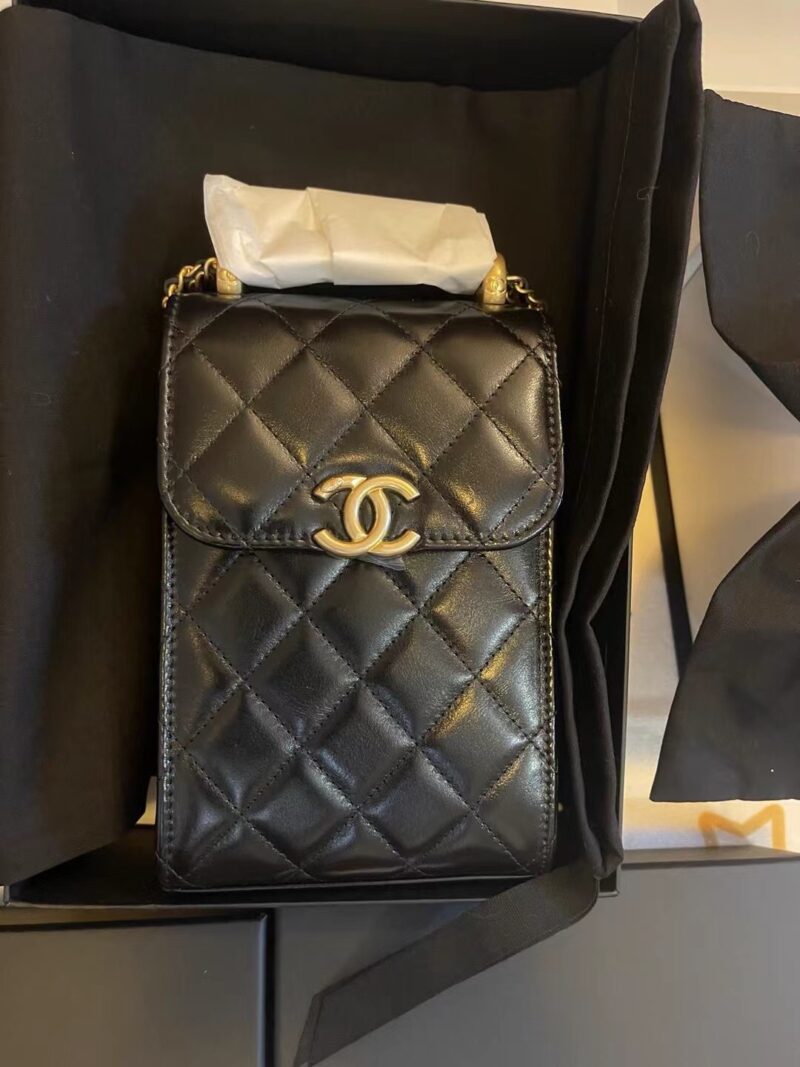 Chanel 2021早秋高级手工坊小金珠系列手机包 AP2291黑色 - Image 3