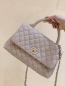 CHANEL 经典款之Coco handle 28CM A92993裸粉色/金扣