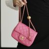 Chanel Flap Bag CF Mini羊皮方胖子金球包 AS1786玫红