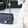 Chanel Flap Bag CF Mini羊皮方胖子金球包 AS1786深蓝色
