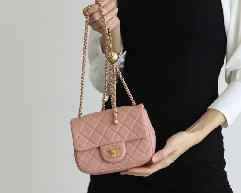 Chanel Flap Bag CF Mini羊皮方胖子金球包 AS1786粉色 - Image 3