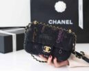 CHANEL2022cc春夏预告系列22p cf涂鸦牛仔布包AS3134黑色
