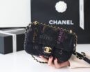 CHANEL2022cc春夏预告系列22p cf涂鸦牛仔布包AS3134黑色