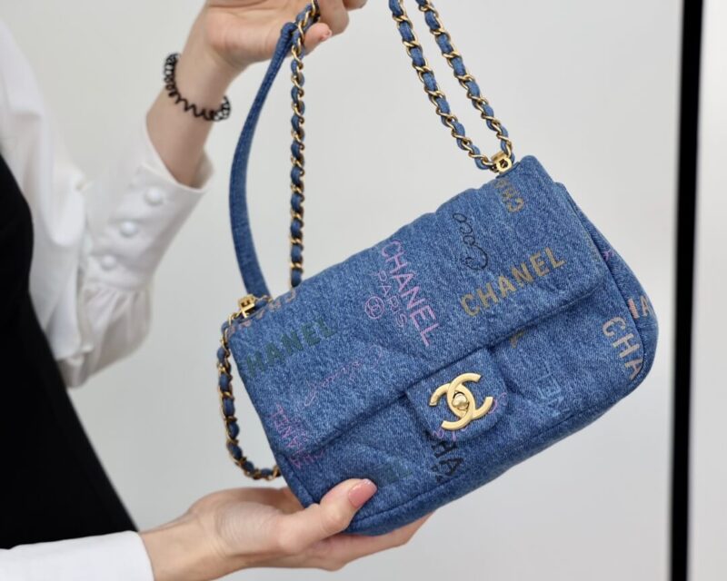 CHANEL22p CF印花丹宁涂鸦牛仔布包AS3134 B07646 NH448