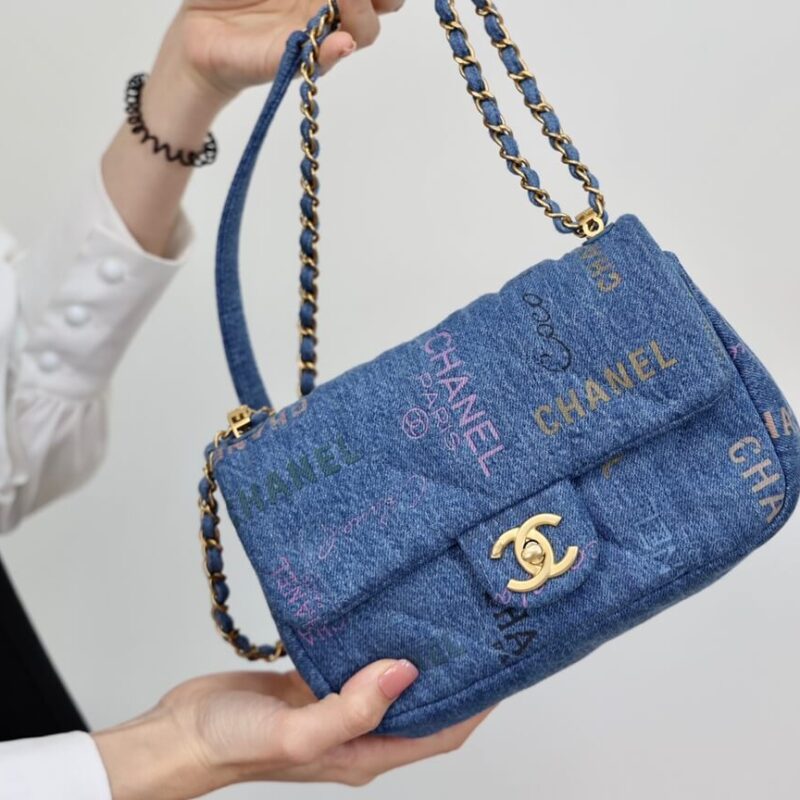 CHANEL22p CF印花丹宁涂鸦牛仔布包AS3134 B07646 NH448
