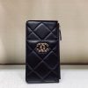 Chanel 22新品手机套 羊皮金色双C大logo菱格手机包 卡包 AP1182