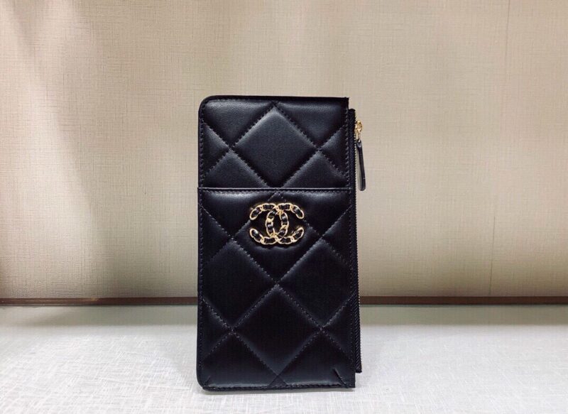 Chanel 22新品手机套 羊皮金色双C大logo菱格手机包 卡包 AP1182 - Image 2