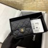 CHANEL进口球纹和羊皮三折短夹 A82288黑色/金扣