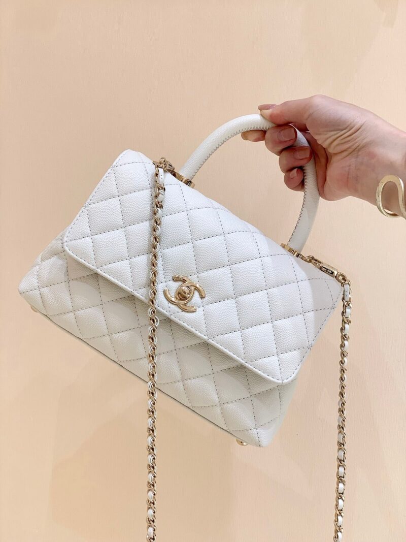 CHANEL coco handle 23CM 22P新版本 A92990白色/香槟色五金