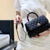 CHANEL coco handle 23CM 22P新版本 A92990黑色/酒红手柄/香槟色五金